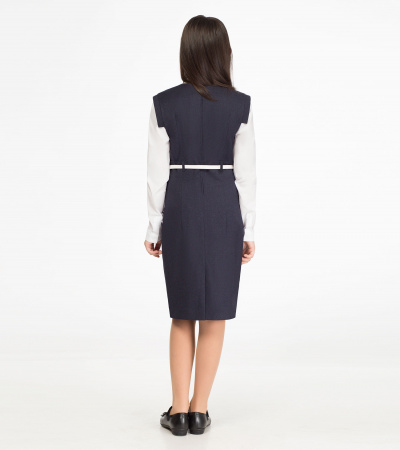 Круглогодичный сарафан на подкладке с рельефами Panda Kids ПА-05387С синий - фото 2