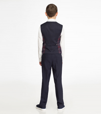 Жилет для мальчика полуприлегающего силуэта с прорезными карманами Panda Kids ПА-05437С сине-зеленый - фото 2