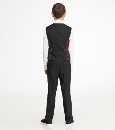 Жилет с рельефными швами и прорезными карманами на подкладке Panda Kids ПА-05437С черно-малиновый - фото 2