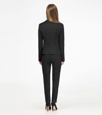 Жакет для девочки полуприлегающий с вытачками и карманами Panda Kids ПА-06331СА черный - фото 1