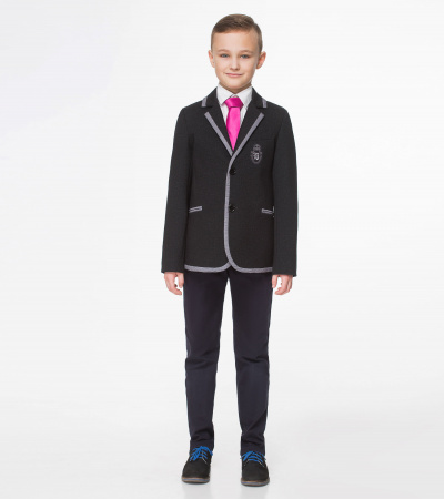 Пиджак для мальчика классический с прорезными карманами Panda Kids ПА-07530 черный - фото 1