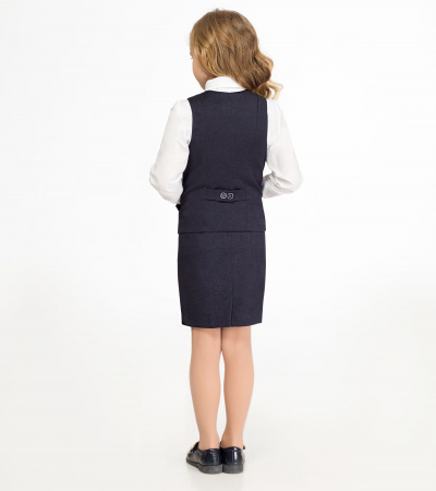 Жилет для девочки полуприлегающий с рельефами и карманами Panda Kids ПА-202337 синий - фото 2