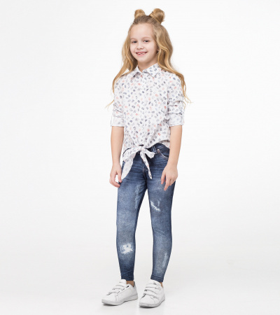 Блузка с кокеткой, украшенная бантом для девочки Panda Kids ПА-228740 белый - фото 1