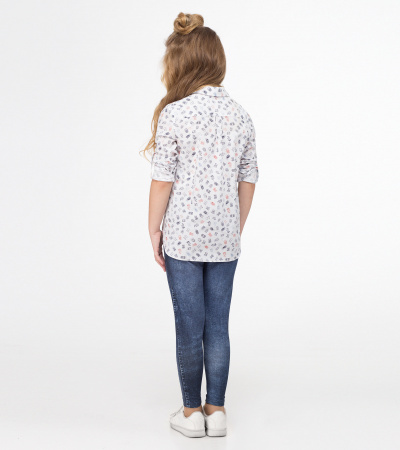 Блузка с кокеткой, украшенная бантом для девочки Panda Kids ПА-228740 белый - фото 2