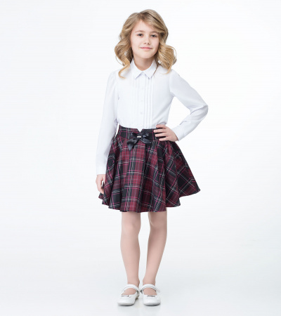 Классическая юбка с рисунком в клетку и резинкой в стиле школы Panda Kids ПА-232053С черный - фото 1