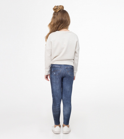 Круглогодичный хлопковый джемпер для девочки прямого силуэта Panda Kids ПА-232940 молочный - фото 1