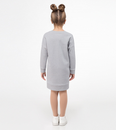 Круглогодичное платье для девочки с яркой вышивкой Panda Kids ПА-233080 серый - фото 2