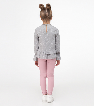 Круглогодичная стильная блузка из вискозы с рюшами Panda Kids ПА-233240 светло-серый - фото 2