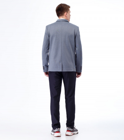 Круглогодичный классический пиджак для девочки из трикотажа Panda Kids ПА-244931А серо-синий - фото 2