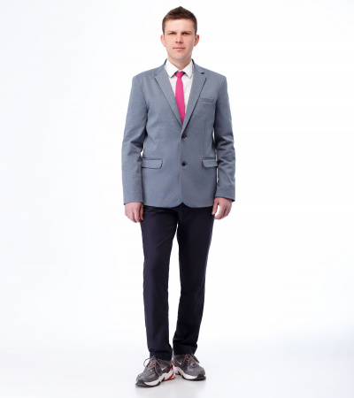 Круглогодичный пиджак для мальчика из трикотажного полотна Panda Kids ПА-244932А серо-синий - фото 3