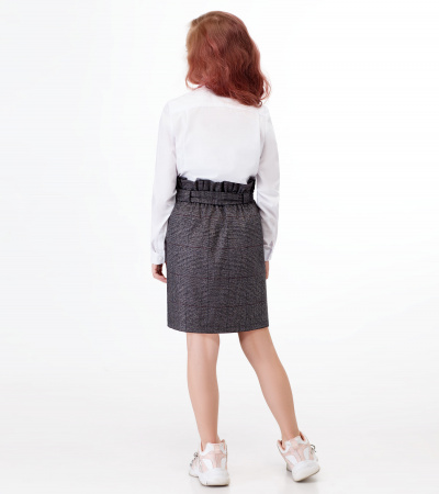 Юбка полуприлегающая с складками и карманами Panda Kids ПА-247950 серый - фото 2