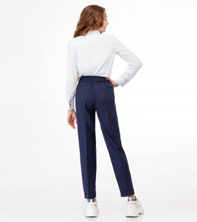 Брюки зауженные с рисунком и складками Panda Kids ПА-248660 синий - фото 3