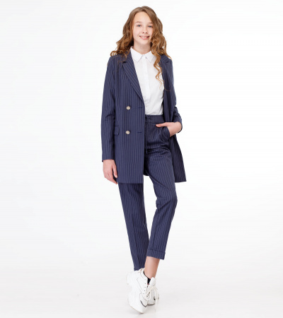 Брюки зауженные с рисунком и складками Panda Kids ПА-248660 синий - фото 4