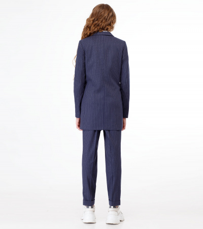 Брюки зауженные с рисунком и складками Panda Kids ПА-248660 синий - фото 2