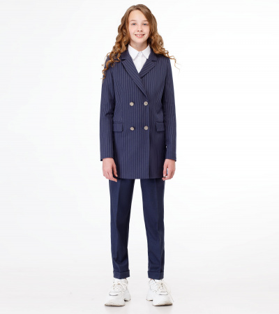 Жакет классический двубортный с воротником Panda Kids ПА-248830A синий - фото 1