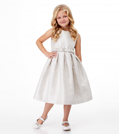 Платье нарядное с храмом и бантом Panda Kids ПА-249780 серебряный - фото 1