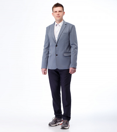 Круглогодичный пиджак для мальчика из трикотажного полотна Panda Kids ПА-244932А серо-синий - фото 5