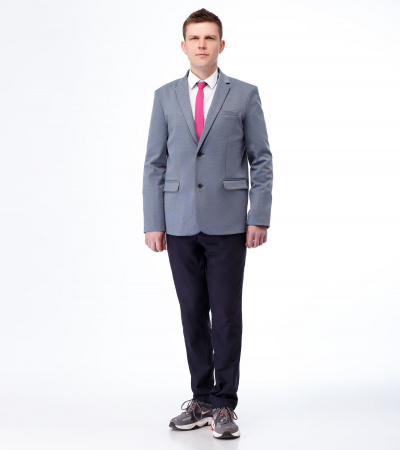 Круглогодичный пиджак для мальчика из трикотажного полотна Panda Kids ПА-244932А серо-синий - фото 7