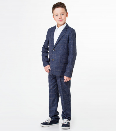 Классический пиджак с пуговицами и карманами Panda Kids ПА-253033 синий - фото 1