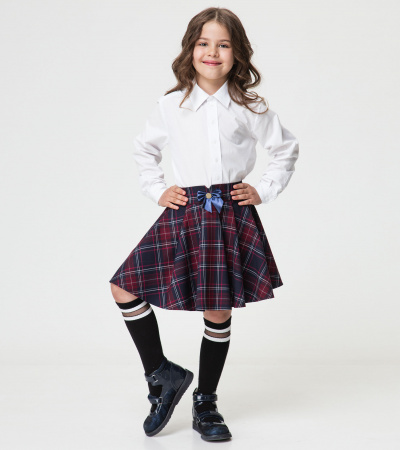 Круглогодичная классическая узкая юбка из ткани Panda Kids ПА-245053С синий - фото 5