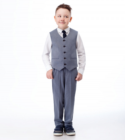 Жилет круглогодичный короткий классический Panda Kids ПА-245137 серо-синий - фото 4