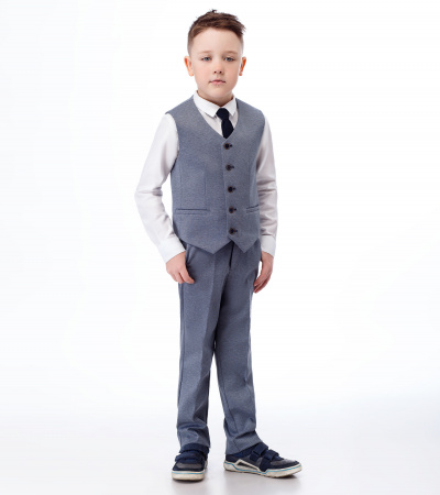 Жилет круглогодичный короткий классический Panda Kids ПА-245137 серо-синий - фото 5