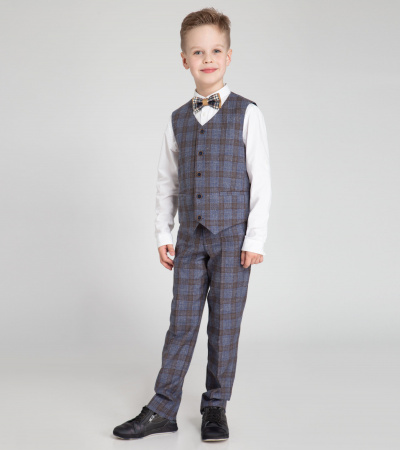 Мальчик жилет с регулировками и прорезными карманами Panda Kids ПА-253138 синий - фото 1