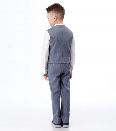 Жилет круглогодичный короткий классический Panda Kids ПА-245137 серо-синий - фото 6