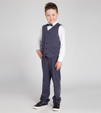 Жилет для мальчика из вискозы с V-вырезом Panda Kids ПА-253237 синий - фото 4