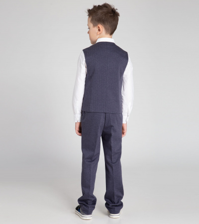 Жилет для мальчика из вискозы с V-вырезом Panda Kids ПА-253237 синий - фото 5