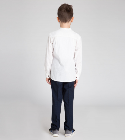 Рубашка хлопковая на пуговицах с воротником-стойкой Panda Kids ПА-254240 белый - фото 4