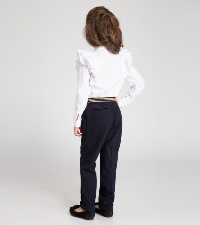 Брюки из трикотажа с декоративными защипами для девочки Panda Kids ПА-254760 синий - фото 2