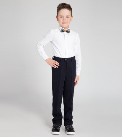 Классические брюки из поливискозы с поясом и карманами Panda Kids ПА-255060 темно-синий - фото 1