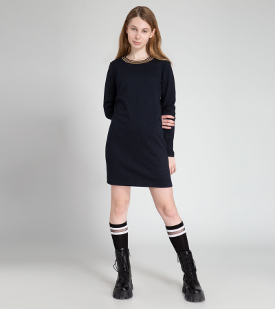 Платье прямого силуэта из трикотажной вискозы Panda Kids ПА-256280 темно-синий - фото 2