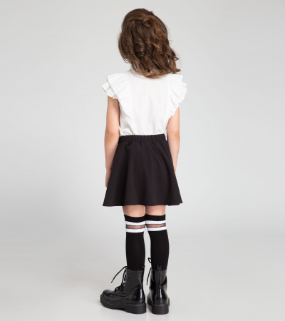 Блузка из хлопка с рюшами и рельефными швами Panda Kids ПА-256340 белый - фото 2