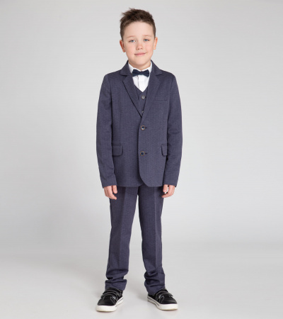 Жилет для мальчика из вискозы с V-вырезом Panda Kids ПА-253237 синий - фото 6