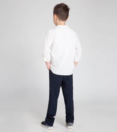 Рубашка хлопковая на пуговицах с воротником-стойкой Panda Kids ПА-254240 белый - фото 7