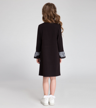 Стильное платье свободного кроя с складками для девочки Panda Kids ПА-255480 черный - фото 4