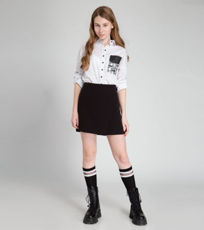 Шорты вискозные с резинкой и декоративным лейбой Panda Kids ПА-255660A черный - фото 4