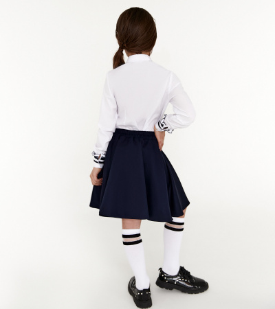 Блузка для девочек с рюшами и воротником Panda Kids ПА-262140 белый - фото 2