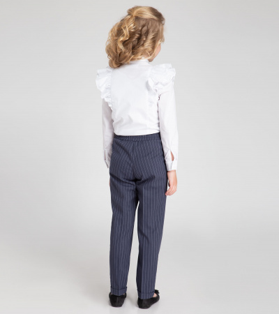 Модные брюки из вискозной ткани с широким поясом Panda Kids ПА-256960С синий - фото 3