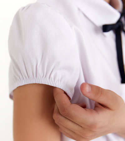 Блузка с кружевом и стойкой для девочек Panda Kids ПА-262240 белый - фото 2