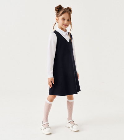 Сарафан деловой классический длиной 66-78 см Panda Kids ПА-262380 синий - фото 2