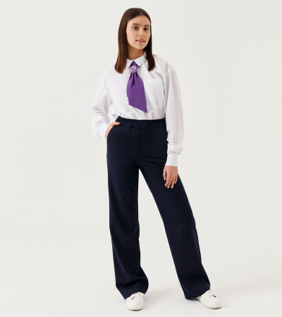 Стильные классические брюки с посадкой 100 см Panda Kids ПА-263661 синий - фото 1