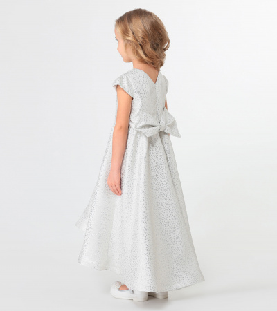 Платье красивое из хлопковой ткани с декоративным рукавом Panda Kids ПА-259480 серебряный - фото 8