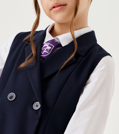 Деловой школьный сарафан из поливискозной ткани Panda Kids ПА-263780 синий - фото 4