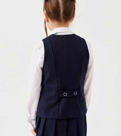 Приталенный жилет для девочки из поливискозной ткани Panda Kids ПА-263837 синий - фото 3