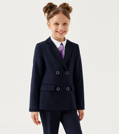 Жакет для девочки из поливискозной ткани с прорезными карманами Panda Kids ПА-264430 синий - фото 1