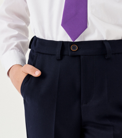 Классические прямые брюки для мальчика из костюмной ткани Panda Kids ПА-264160 синий - фото 5