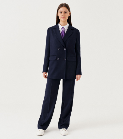 Полуприлегающий жакет для девочки из поливискозной ткани Panda Kids ПА-264431A синий - фото 1